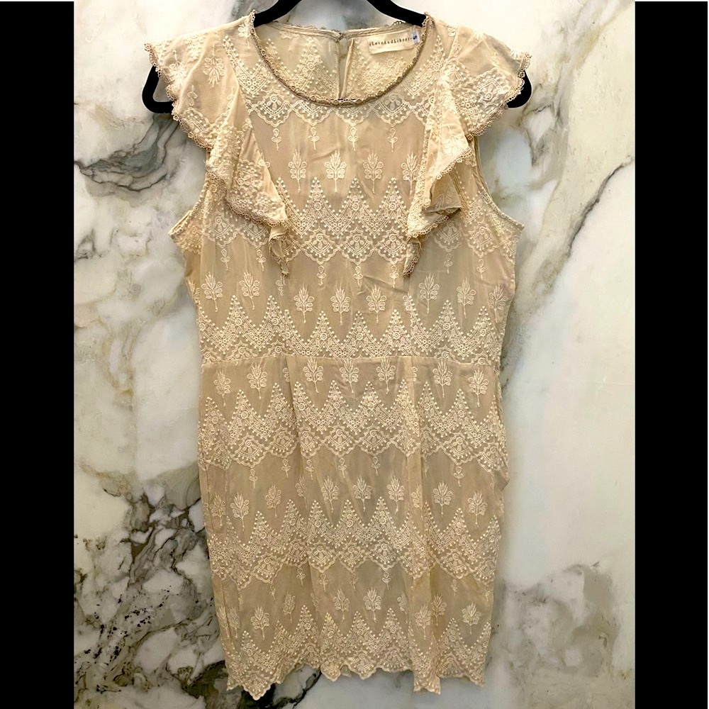 Johnny Was Love and Liberty cream colored size small above the knee  lace dress
